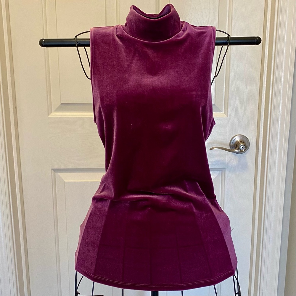Express Plum Sleeveless Velvet Turtleneck Top, size M